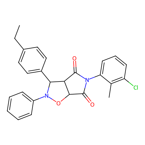 5-(3-chloro-2-methylphenyl)-3-(4-ethylphenyl)-2-phenyl-3a,6a-dihydro-3H-pyrrolo[3,4-d][1,2]oxazole-4,6-dione structure