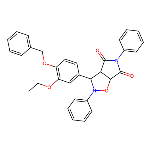 3-(3-ethoxy-4-phenylmethoxyphenyl)-2,5-diphenyl-3a,6a-dihydro-3H-pyrrolo[3,4-d][1,2]oxazole-4,6-dione structure