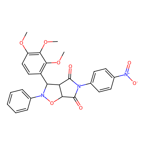 5-(4-nitrophenyl)-2-phenyl-3-(2,3,4-trimethoxyphenyl)-3a,6a-dihydro-3H-pyrrolo[3,4-d][1,2]oxazole-4,6-dione structure