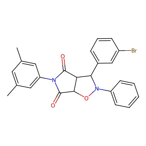 3-(3-bromophenyl)-5-(3,5-dimethylphenyl)-2-phenyl-3a,6a-dihydro-3H-pyrrolo[3,4-d][1,2]oxazole-4,6-dione structure