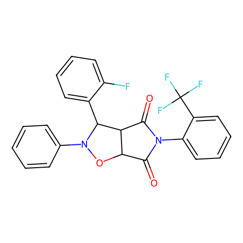 3-(2-fluorophenyl)-2-phenyl-5-(2-(trifluoromethyl)phenyl)dihydro-2H-pyrrolo[3,4-d]isoxazole-4,6(5H,6aH)-dione structure