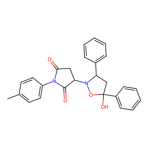 3-(5-hydroxy-3,5-diphenyl-1,2-oxazolidin-2-yl)-1-(4-methylphenyl)pyrrolidine-2,5-dione structure