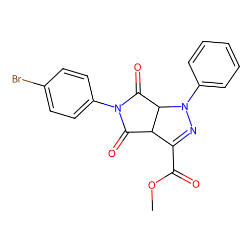 methyl 5-(4-bromophenyl)-4,6-dioxo-1-phenyl-1,3a,4,5,6,6a-hexahydropyrrolo[3,4-c]pyrazole-3-carboxylate structure