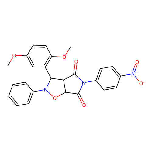 3-(2,5-dimethoxyphenyl)-5-(4-nitrophenyl)-2-phenyl-3a,6a-dihydro-3H-pyrrolo[3,4-d][1,2]oxazole-4,6-dione structure