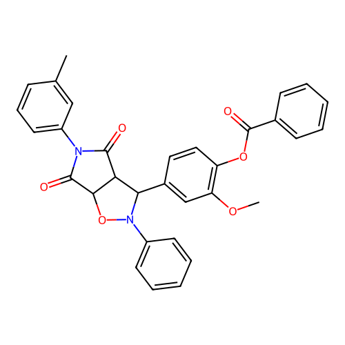 [2-methoxy-4-[5-(3-methylphenyl)-4,6-dioxo-2-phenyl-3a,6a-dihydro-3H-pyrrolo[3,4-d][1,2]oxazol-3-yl]phenyl] benzoate structure