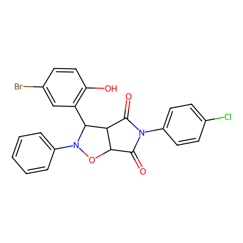 3-(5-bromo-2-hydroxyphenyl)-5-(4-chlorophenyl)-2-phenyl-3a,6a-dihydro-3H-pyrrolo[3,4-d][1,2]oxazole-4,6-dione structure
