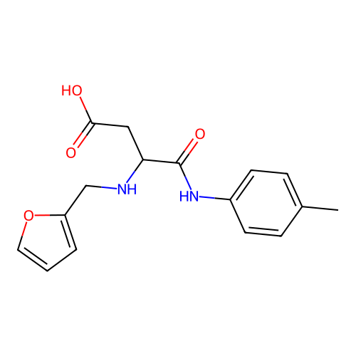 N~2~-(furan-2-ylmethyl)-N-(4-methylphenyl)-alpha-asparagine structure