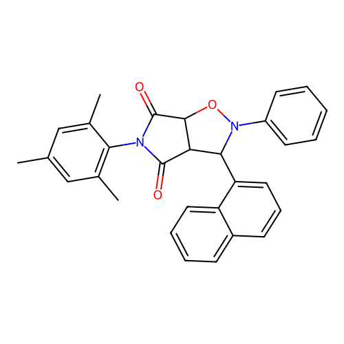 3-(naphthalen-1-yl)-2-phenyl-5-(2,4,6-trimethylphenyl)dihydro-2H-pyrrolo[3,4-d][1,2]oxazole-4,6(3H,5H)-dione structure