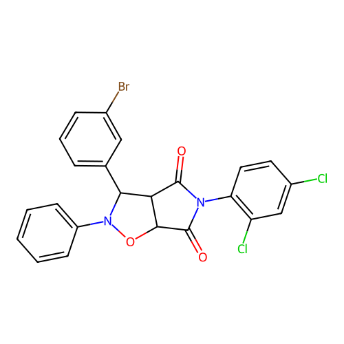 3-(3-bromophenyl)-5-(2,4-dichlorophenyl)-2-phenyl-3a,6a-dihydro-3H-pyrrolo[3,4-d][1,2]oxazole-4,6-dione structure