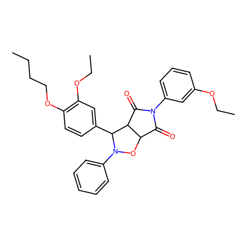 3-(4-butoxy-3-ethoxyphenyl)-5-(3-ethoxyphenyl)-2-phenyl-3a,6a-dihydro-3H-pyrrolo[3,4-d][1,2]oxazole-4,6-dione structure