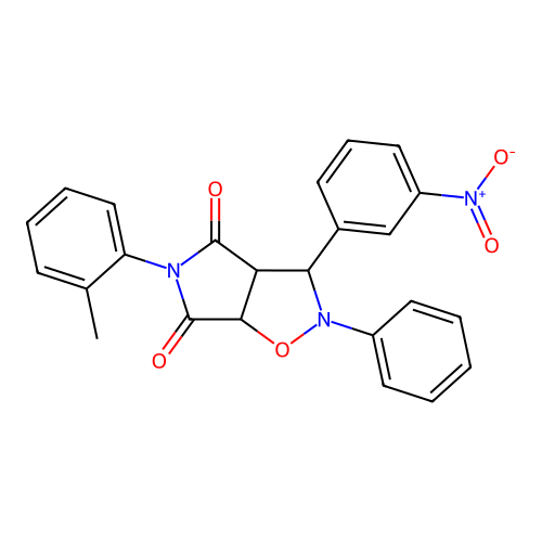 3-(2-methylphenyl)-8-(3-nitrophenyl)-7-phenyl-6-oxa-3,7-diazabicyclo[3.3.0]octane-2,4-dione structure