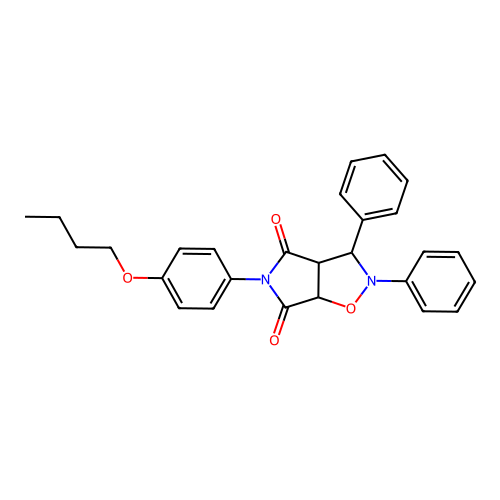 3-(4-butoxyphenyl)-7,8-diphenyl-6-oxa-3,7-diazabicyclo[3.3.0]octane-2,4-dione structure