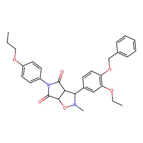 3-(3-ethoxy-4-phenylmethoxyphenyl)-2-methyl-5-(4-propoxyphenyl)-3a,6a-dihydro-3H-pyrrolo[3,4-d][1,2]oxazole-4,6-dione structure
