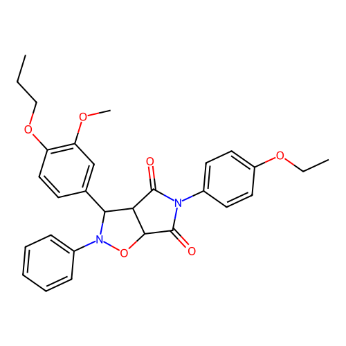 5-(4-ethoxyphenyl)-3-(3-methoxy-4-propoxyphenyl)-2-phenyl-3a,6a-dihydro-3H-pyrrolo[3,4-d][1,2]oxazole-4,6-dione structure