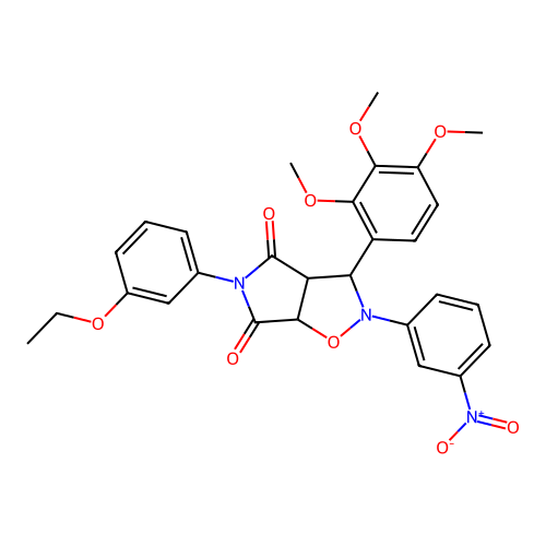 5-(3-ethoxyphenyl)-2-(3-nitrophenyl)-3-(2,3,4-trimethoxyphenyl)-3a,6a-dihydro-3H-pyrrolo[3,4-d][1,2]oxazole-4,6-dione structure