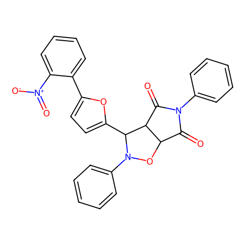 3-(5-(2-nitrophenyl)furan-2-yl)-2,5-diphenyldihydro-2H-pyrrolo[3,4-d]isoxazole-4,6(5H,6aH)-dione structure