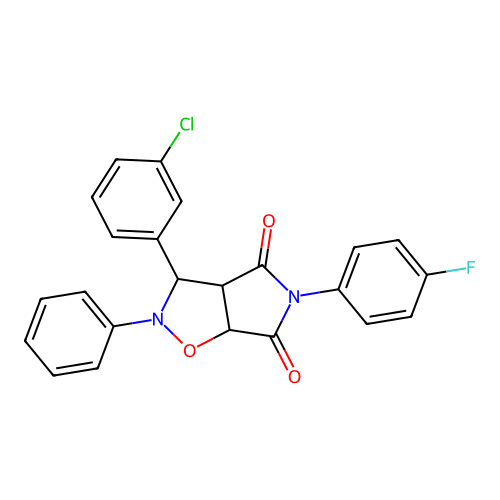 3-(3-chlorophenyl)-5-(4-fluorophenyl)-2-phenyl-3a,6a-dihydro-3H-pyrrolo[3,4-d][1,2]oxazole-4,6-dione structure