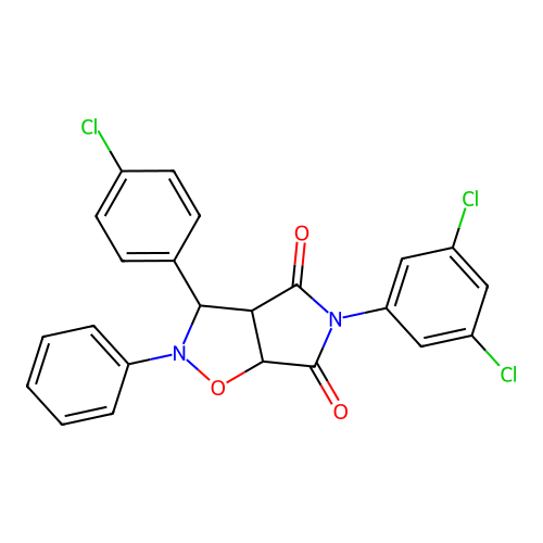 3-(4-chlorophenyl)-5-(3,5-dichlorophenyl)-2-phenyl-3a,6a-dihydro-3H-pyrrolo[3,4-d][1,2]oxazole-4,6-dione structure