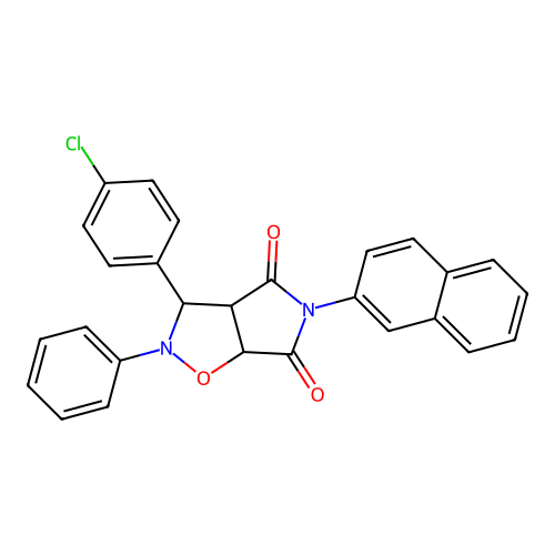 3-(4-chlorophenyl)-5-(naphthalen-2-yl)-2-phenyldihydro-2H-pyrrolo[3,4-d][1,2]oxazole-4,6(3H,5H)-dione structure