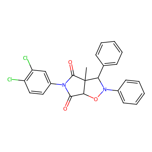 3-(3,4-dichlorophenyl)-1-methyl-7,8-diphenyl-6-oxa-3,7-diazabicyclo[3.3.0]octane-2,4-dione structure