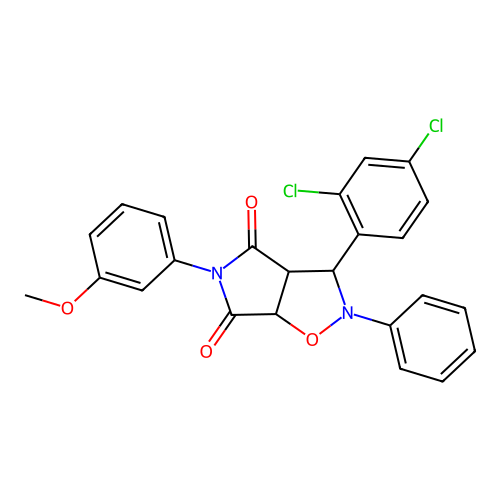 3-(2,4-dichlorophenyl)-5-(3-methoxyphenyl)-2-phenyl-3a,6a-dihydro-3H-pyrrolo[3,4-d][1,2]oxazole-4,6-dione structure
