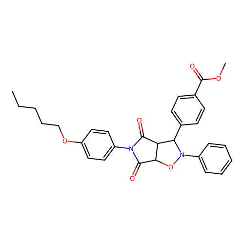 methyl 4-(4,6-dioxo-5-(4-(pentyloxy)phenyl)-2-phenylhexahydro-2H-pyrrolo[3,4-d]isoxazol-3-yl)benzoate structure