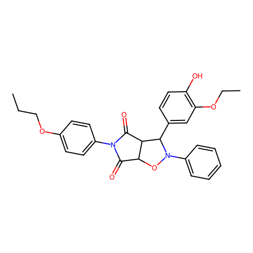 3-(3-ethoxy-4-hydroxyphenyl)-2-phenyl-5-(4-propoxyphenyl)-3a,6a-dihydro-3H-pyrrolo[3,4-d][1,2]oxazole-4,6-dione structure