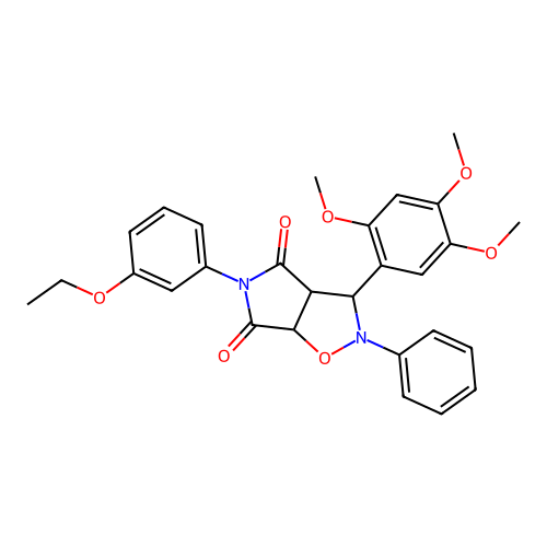 5-(3-ethoxyphenyl)-2-phenyl-3-(2,4,5-trimethoxyphenyl)-3a,6a-dihydro-3H-pyrrolo[3,4-d][1,2]oxazole-4,6-dione structure