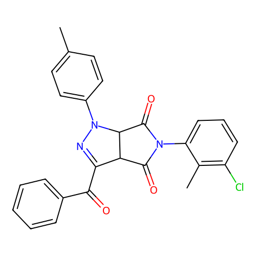 3-benzoyl-5-(3-chloro-2-methylphenyl)-1-(4-methylphenyl)-3a,6a-dihydropyrrolo[3,4-c]pyrazole-4,6-dione structure