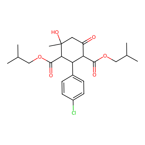 bis(2-methylpropyl) 2-(4-chlorophenyl)-4-hydroxy-4-methyl-6-oxocyclohexane-1,3-dicarboxylate structure