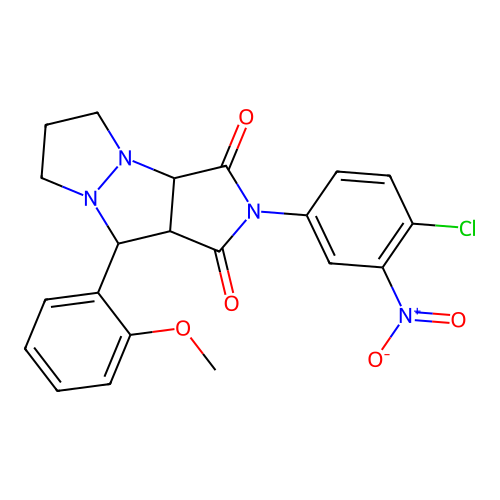 2-(4-chloro-3-nitrophenyl)-9-(2-methoxyphenyl)tetrahydro-5H-pyrazolo[1,2-a]pyrrolo[3,4-c]pyrazole-1,3(2H,3aH)-dione structure