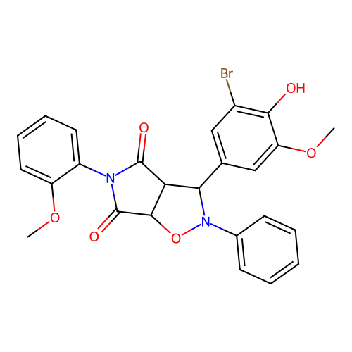 3-(3-bromo-4-hydroxy-5-methoxyphenyl)-5-(2-methoxyphenyl)-2-phenyl-3a,6a-dihydro-3H-pyrrolo[3,4-d][1,2]oxazole-4,6-dione structure