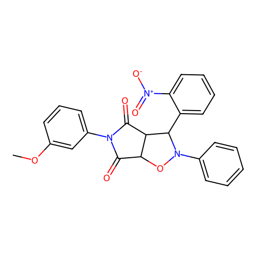 3-(3-methoxyphenyl)-8-(2-nitrophenyl)-7-phenyl-6-oxa-3,7-diazabicyclo[3.3.0]octane-2,4-dione structure