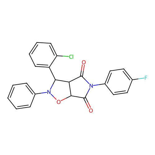 3-(2-chlorophenyl)-5-(4-fluorophenyl)-2-phenyl-3a,6a-dihydro-3H-pyrrolo[3,4-d][1,2]oxazole-4,6-dione structure