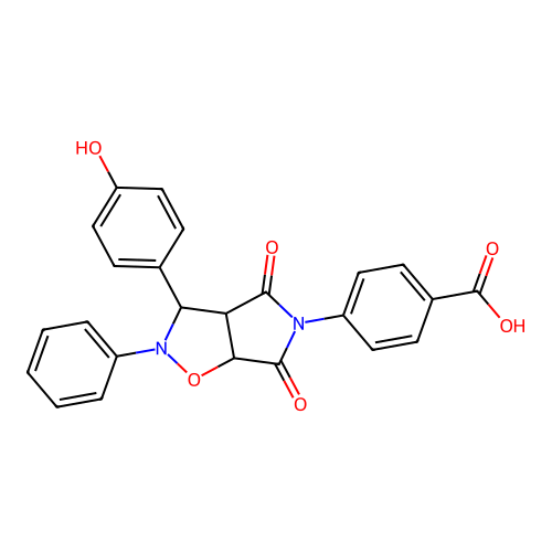 4-(3-(4-hydroxyphenyl)-4,6-dioxo-2-phenyltetrahydro-2H-pyrrolo[3,4-d]isoxazol-5(3H)-yl)benzoic acid structure
