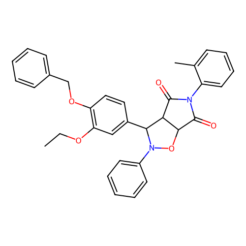 3-(3-ethoxy-4-phenylmethoxyphenyl)-5-(2-methylphenyl)-2-phenyl-3a,6a-dihydro-3H-pyrrolo[3,4-d][1,2]oxazole-4,6-dione structure