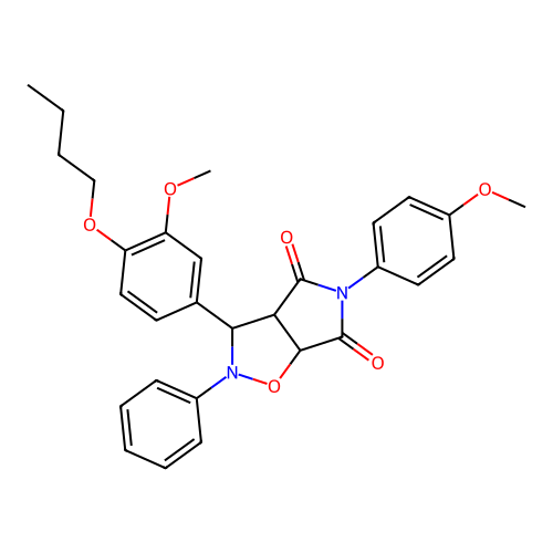 3-(4-butoxy-3-methoxyphenyl)-5-(4-methoxyphenyl)-2-phenyl-3a,6a-dihydro-3H-pyrrolo[3,4-d][1,2]oxazole-4,6-dione structure