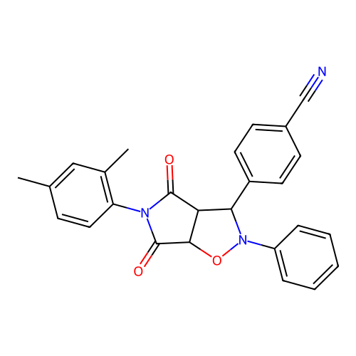 4-(5-(2,4-dimethylphenyl)-4,6-dioxo-2-phenylhexahydro-2H-pyrrolo[3,4-d]isoxazol-3-yl)benzonitrile structure