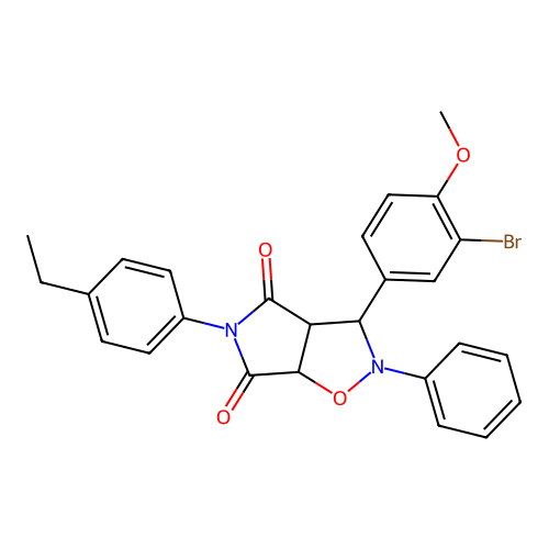 3-(3-bromo-4-methoxyphenyl)-5-(4-ethylphenyl)-2-phenyl-3a,6a-dihydro-3H-pyrrolo[3,4-d][1,2]oxazole-4,6-dione structure