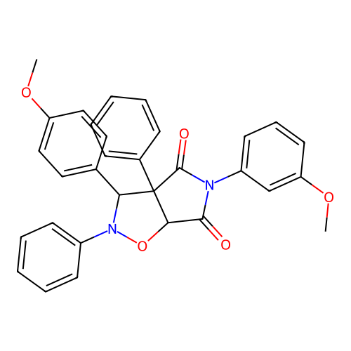 3-(3-methoxyphenyl)-8-(4-methoxyphenyl)-1,7-diphenyl-6-oxa-3,7-diazabicyclo[3.3.0]octane-2,4-dione structure