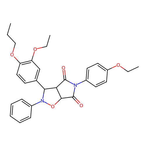 3-(3-ethoxy-4-propoxyphenyl)-5-(4-ethoxyphenyl)-2-phenyldihydro-2H-pyrrolo[3,4-d]isoxazole-4,6(5H,6aH)-dione structure