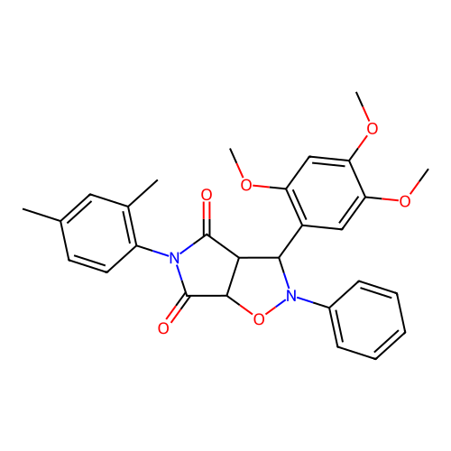5-(2,4-dimethylphenyl)-2-phenyl-3-(2,4,5-trimethoxyphenyl)-3a,6a-dihydro-3H-pyrrolo[3,4-d][1,2]oxazole-4,6-dione structure