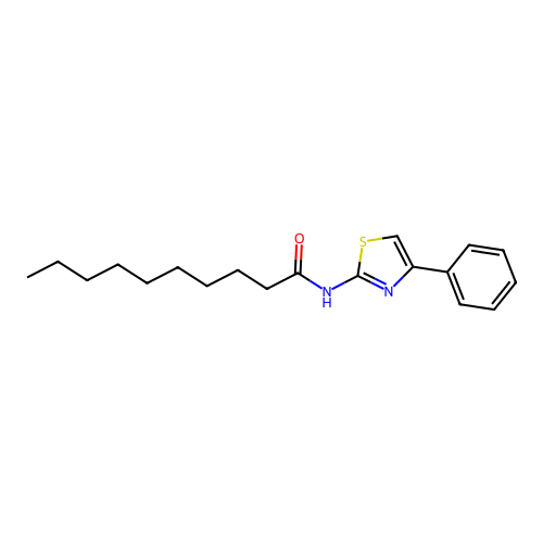N-(4-phenyl-1,3-thiazol-2-yl)decanamide structure