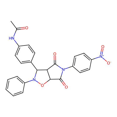 N-(4-(5-(4-nitrophenyl)-4,6-dioxo-2-phenylhexahydro-2H-pyrrolo[3,4-d]isoxazol-3-yl)phenyl)acetamide structure