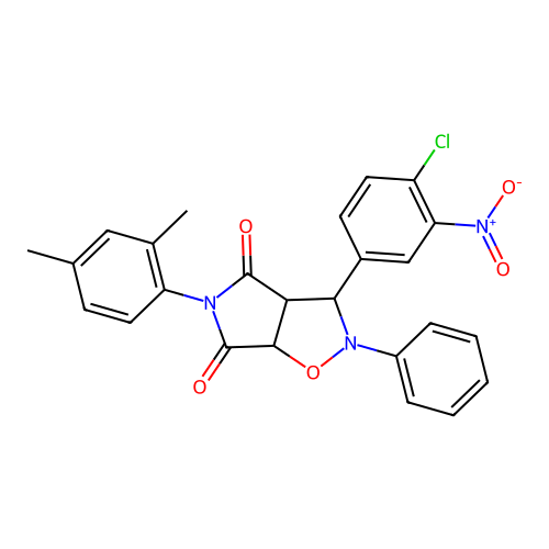 3-(4-chloro-3-nitrophenyl)-5-(2,4-dimethylphenyl)-2-phenyl-3a,6a-dihydro-3H-pyrrolo[3,4-d][1,2]oxazole-4,6-dione structure