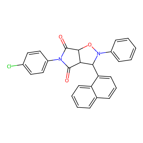 3-(4-chlorophenyl)-8-naphthalen-1-yl-7-phenyl-6-oxa-3,7-diazabicyclo[3.3.0]octane-2,4-dione structure