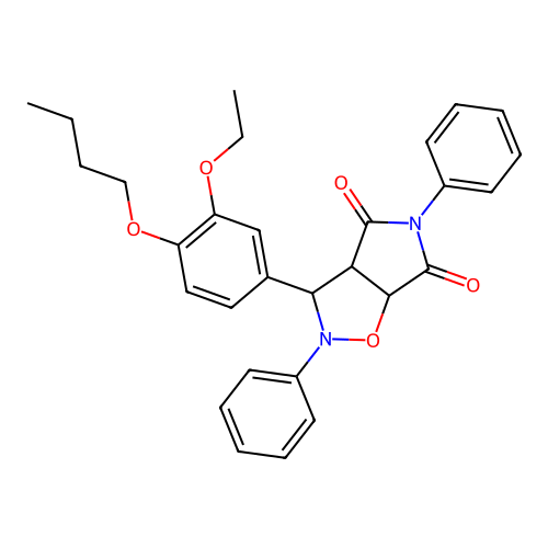 8-(4-butoxy-3-ethoxy-phenyl)-3,7-diphenyl-6-oxa-3,7-diazabicyclo[3.3.0]octane-2,4-dione structure