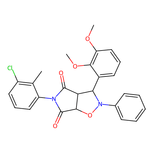 5-(3-chloro-2-methylphenyl)-3-(2,3-dimethoxyphenyl)-2-phenyl-3a,6a-dihydro-3H-pyrrolo[3,4-d][1,2]oxazole-4,6-dione structure