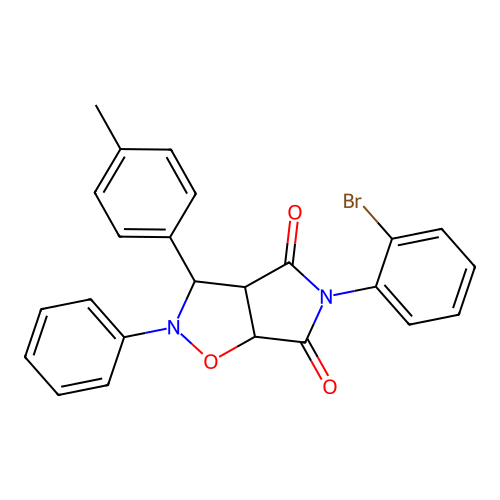 3-(2-bromophenyl)-8-(4-methylphenyl)-7-phenyl-6-oxa-3,7-diazabicyclo[3.3.0]octane-2,4-dione structure