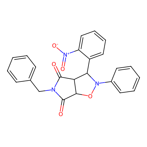 3-benzyl-8-(2-nitrophenyl)-7-phenyl-6-oxa-3,7-diazabicyclo[3.3.0]octane-2,4-dione structure
